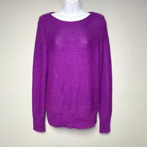 Calvin Klein Womens Purple Zipper Boat Neck Knit Sweater Size M